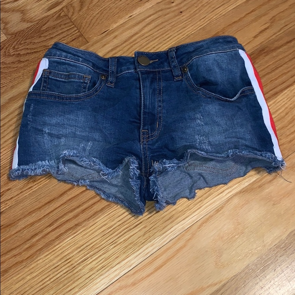 Worn once kids blue demon jean shorts